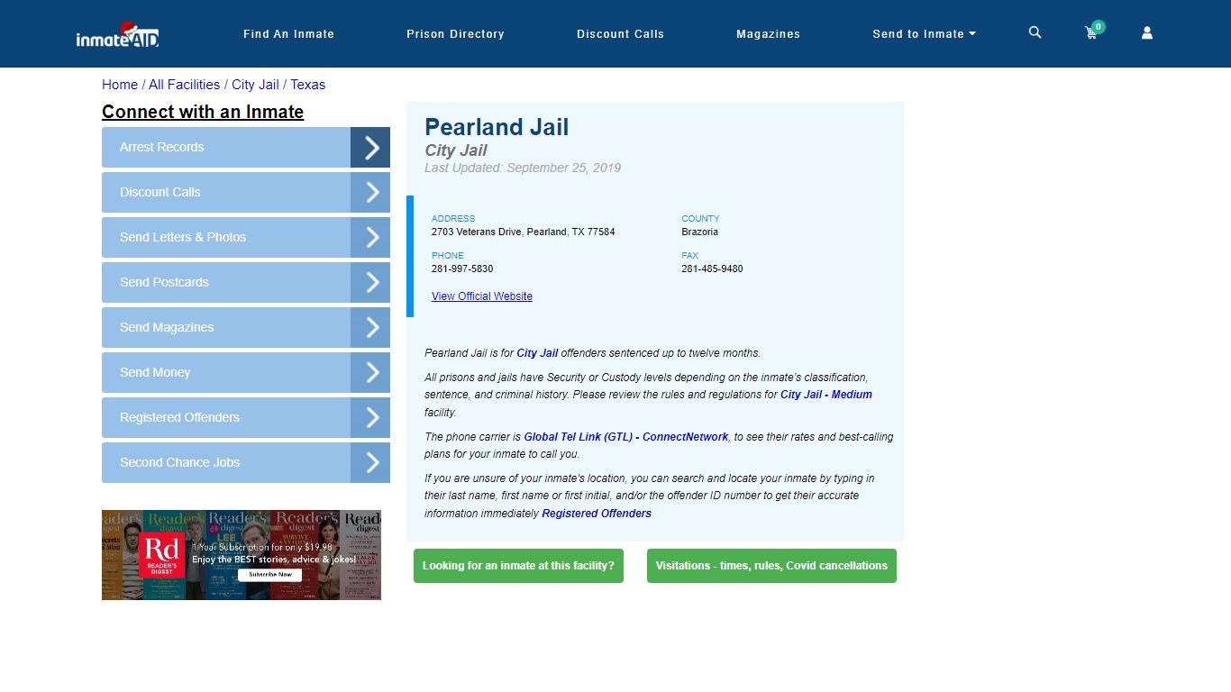 Pearland Jail | Inmate Locator