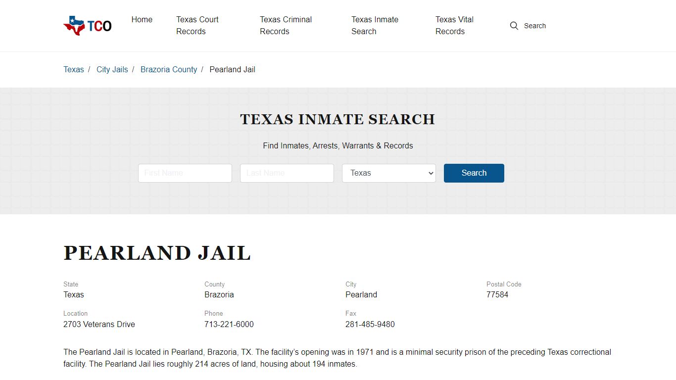 Pearland Jail in Pearland, TX - Contact Information and Public Records